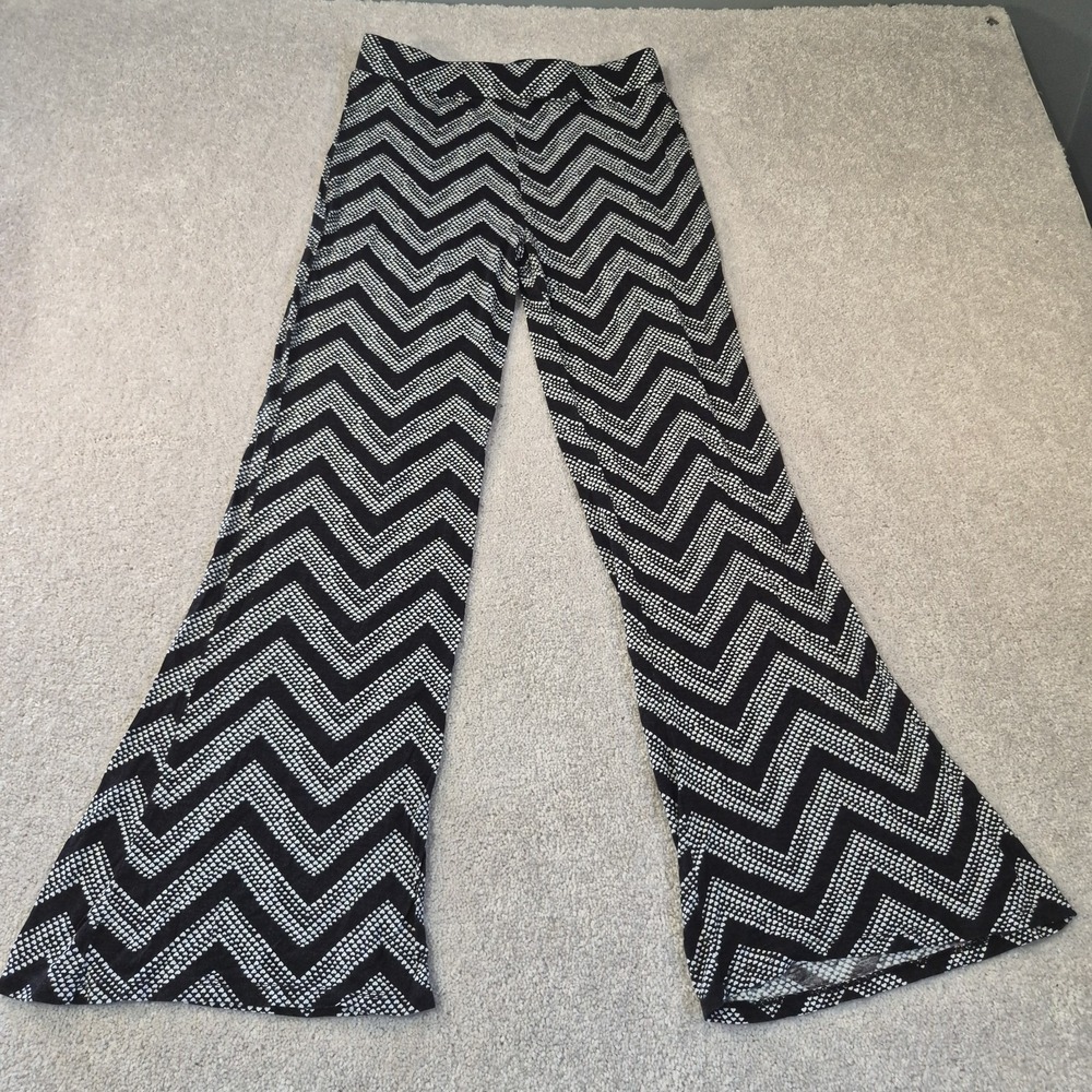 Total Girl Flare Leg Pants Bold Black/White Chevron Pattern Size Kids XL 16 Y2k